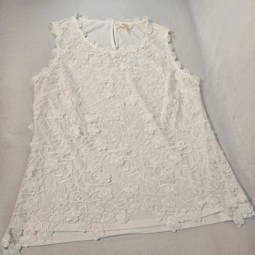 ADIVA Cottagecore Fairy White Lace Embroidered Floral Tank Top Size L New NO Tag - Picture 5 of 16